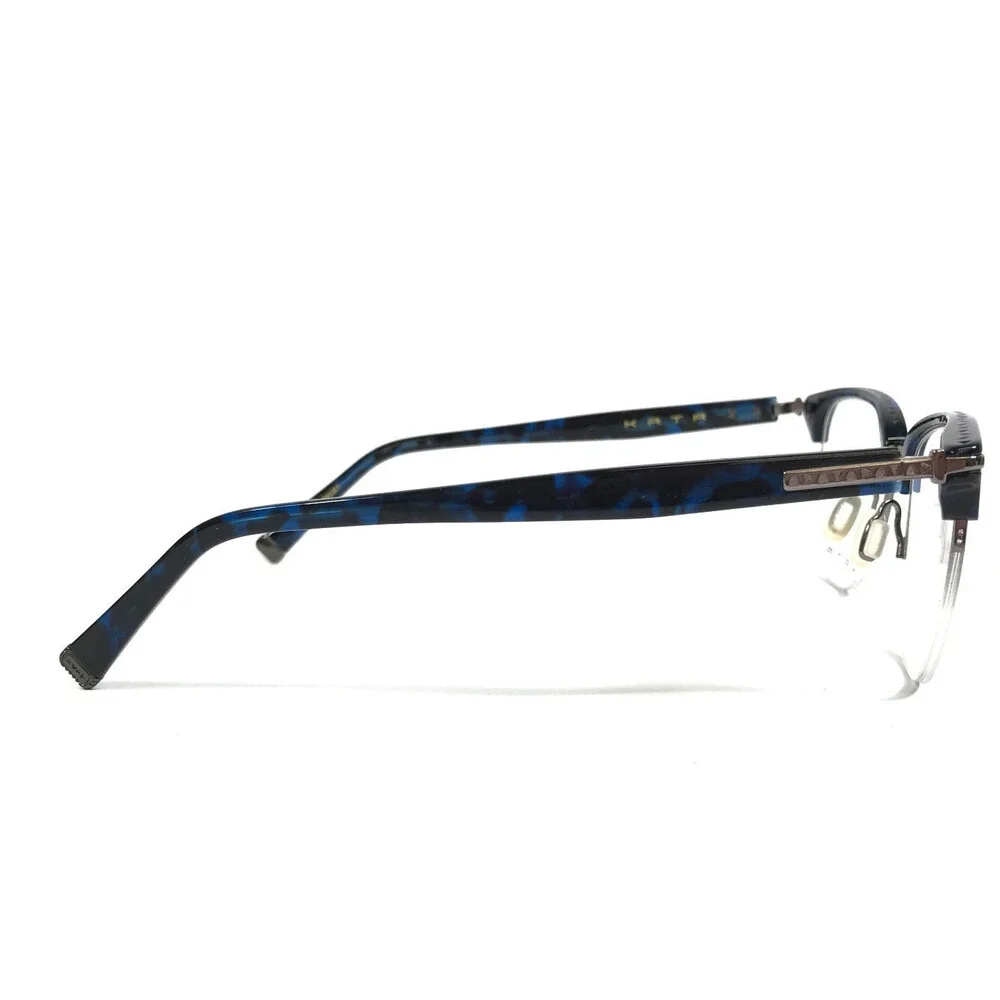 Kata Eyeglasses Frames Zen Raven Tortoise Blue Silver Square Half Rim 50-20-140